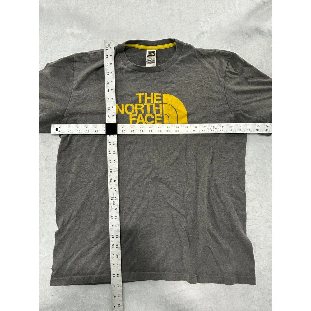 The North Face Mens Graphic T-Shirt Large Gray Yellow Half Dome Logo Tee